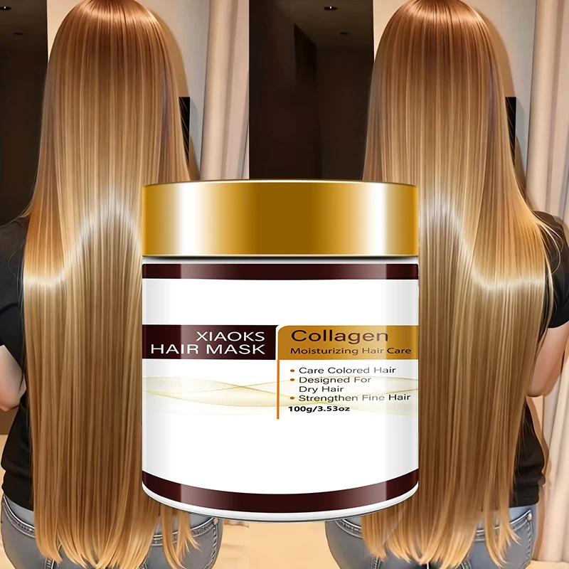 100 Collagen Hair Mask, Deeply Conditions Dry and Damaged Hair, Softens Hair - Rich in Keratin, Collagen, and Provides Anti-Splitting and Anti-Breakage Benefits