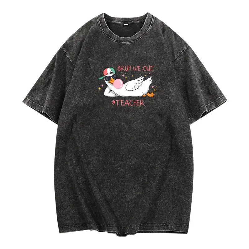 

“Bruh We Out Teacher Duck: Distressed Wash Tee”