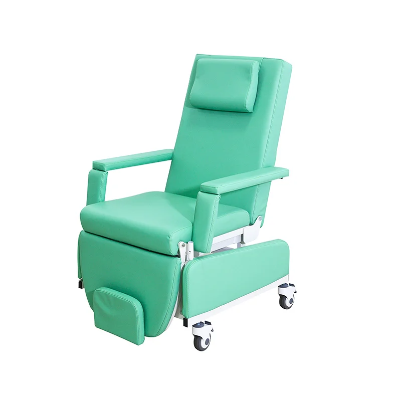 Mobile hospital medical blood dialysis recliner chair with iv pole for patient