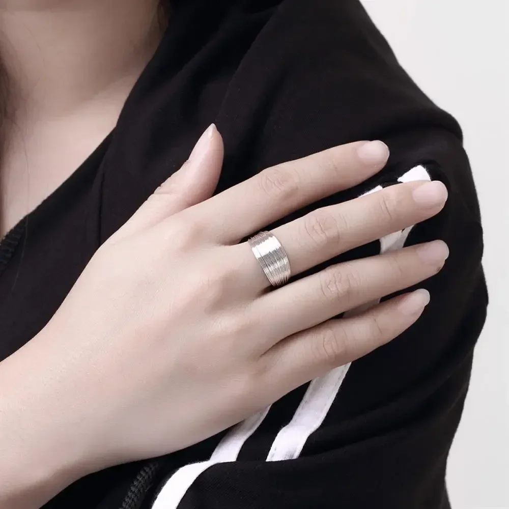 925 Sterling Silver Multi-Line Ring for Women, Adjustable Fashion