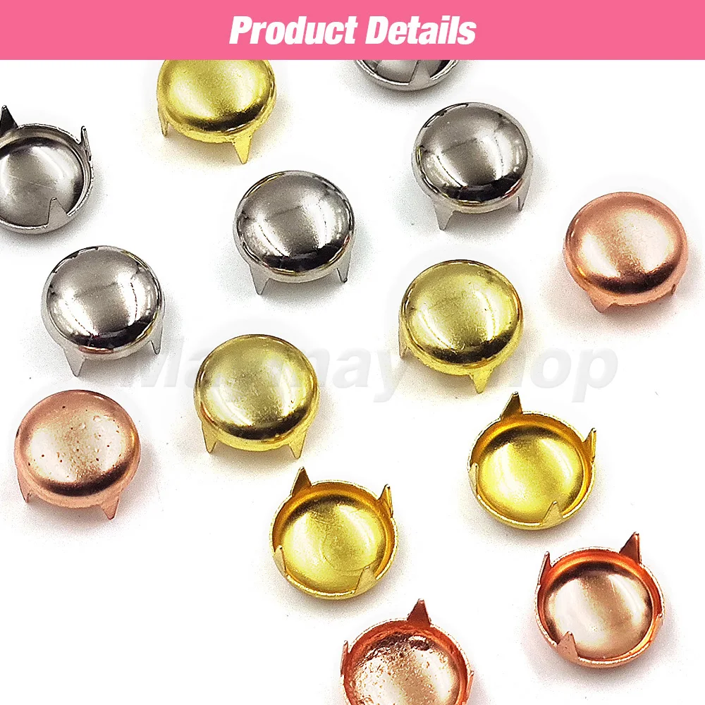 100Pcs 6-12mm Four Claw Rivets Round Spike Studs Pyramid Rivets For Leathercraft Clothes Shoes Bags Belt Punk DIY 4 Claw