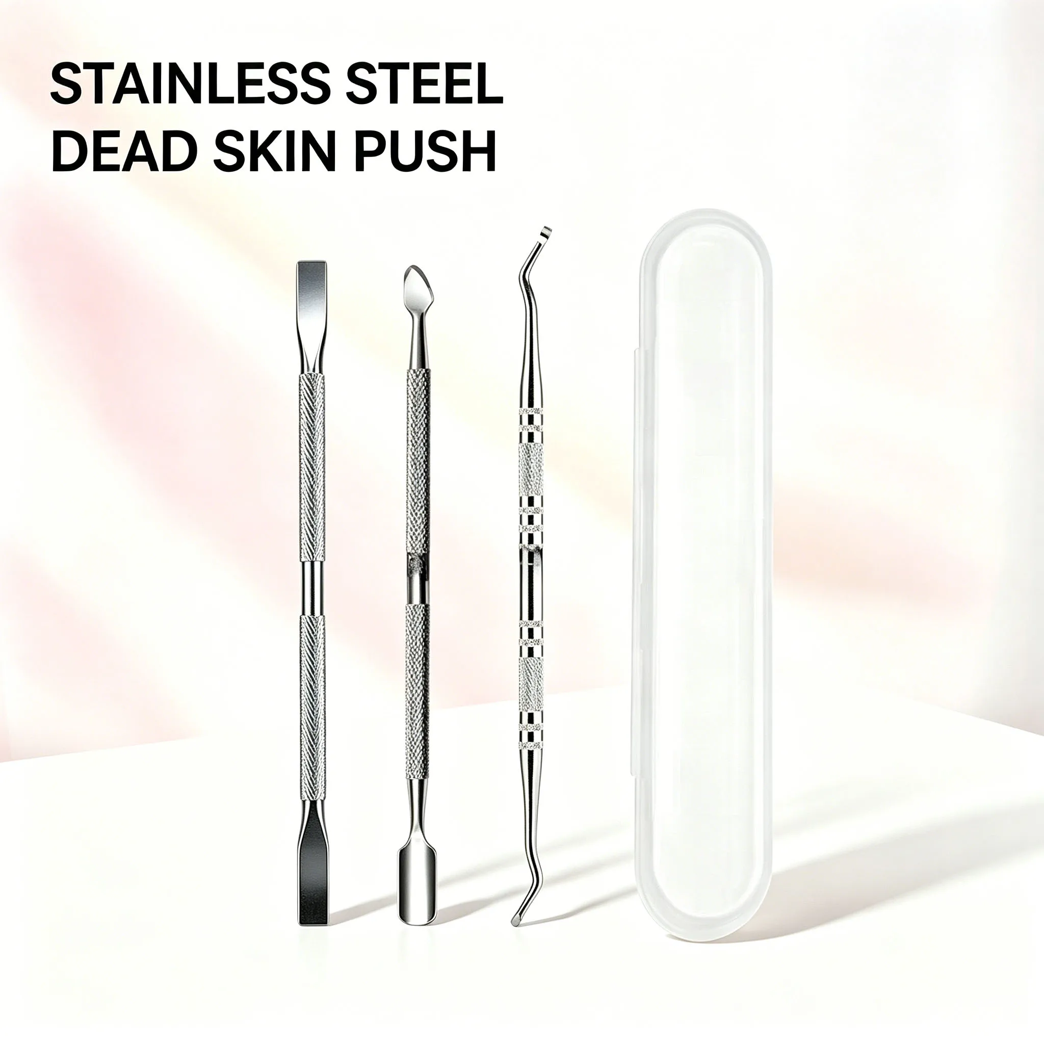 Nail Pusher Scraper Made of Stainless Steel, Textured Handle, Foot, Hand, and Nail Care Products, Nail Polish Remover, Manicure Tools, Nail Pusher for Professional Nail Technicians, Home Nail Care