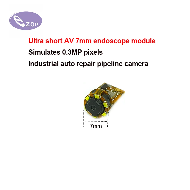 Ultra short AV 7mm endoscope moduleSimulates 0.3MP pixelsIndustrial auto repair pipeline camera