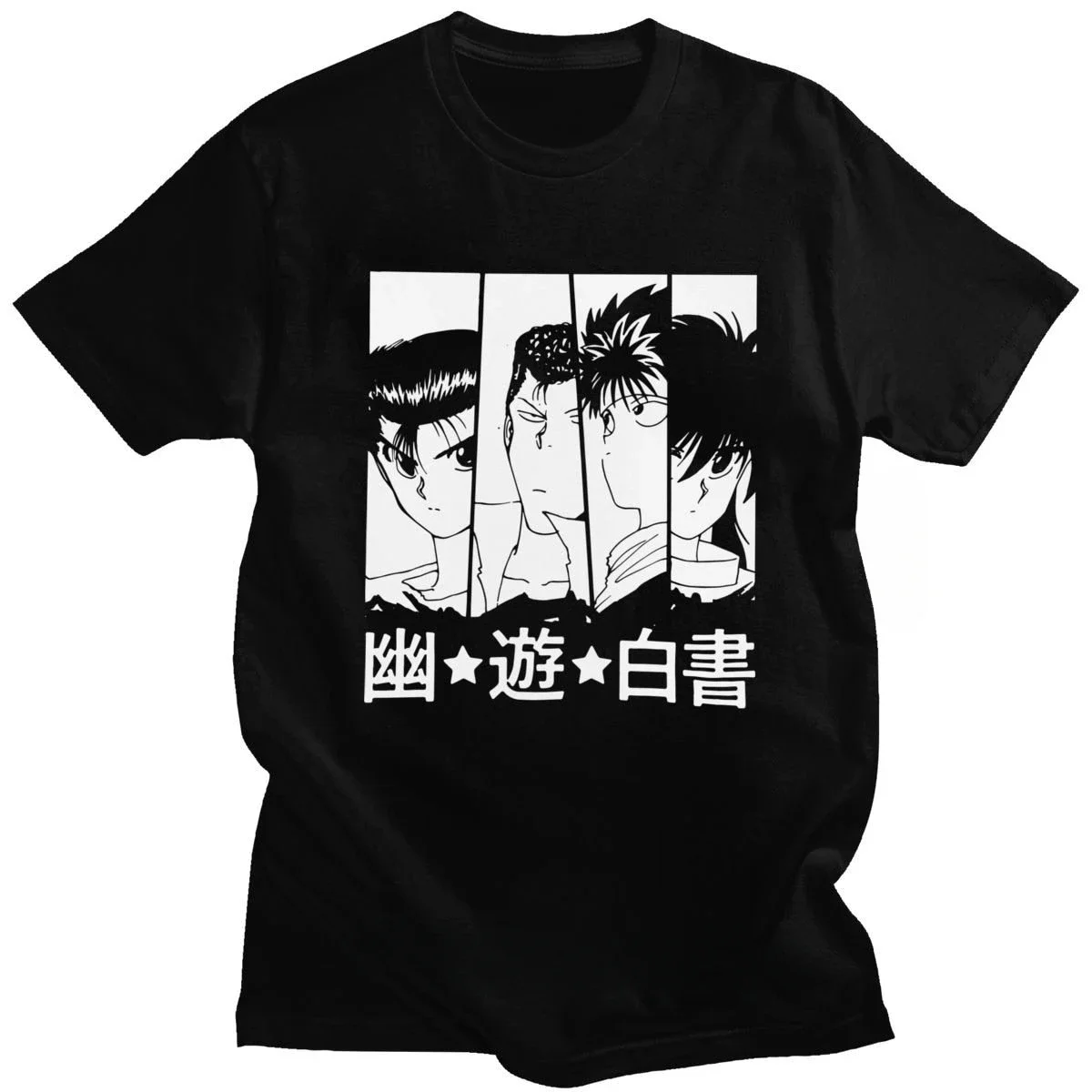 Short Sleeves Pure Cotton Yusuke Urameshi Tee Kazuma Kuwabara T-Shirt Kurama Shirts Hiei Tops Anime Manga Yu Yu Hakusho Tshirt