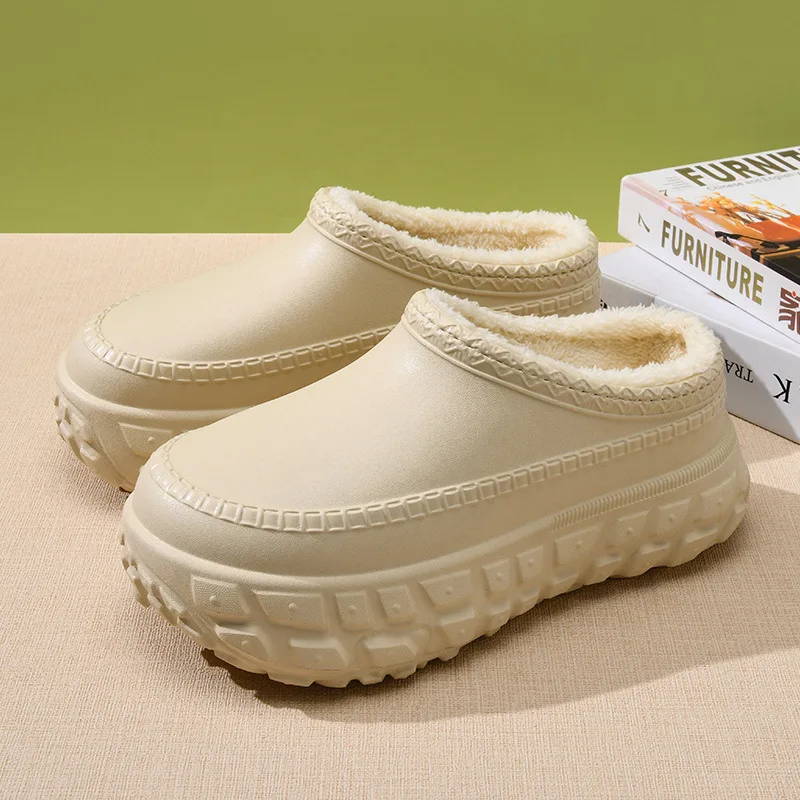 

Waterproof Autumn Winter Slippers For Women Men Indoor Outdoor Platform Shoes Soft EVA Anti-slip Couples Home Floor Warm Slides