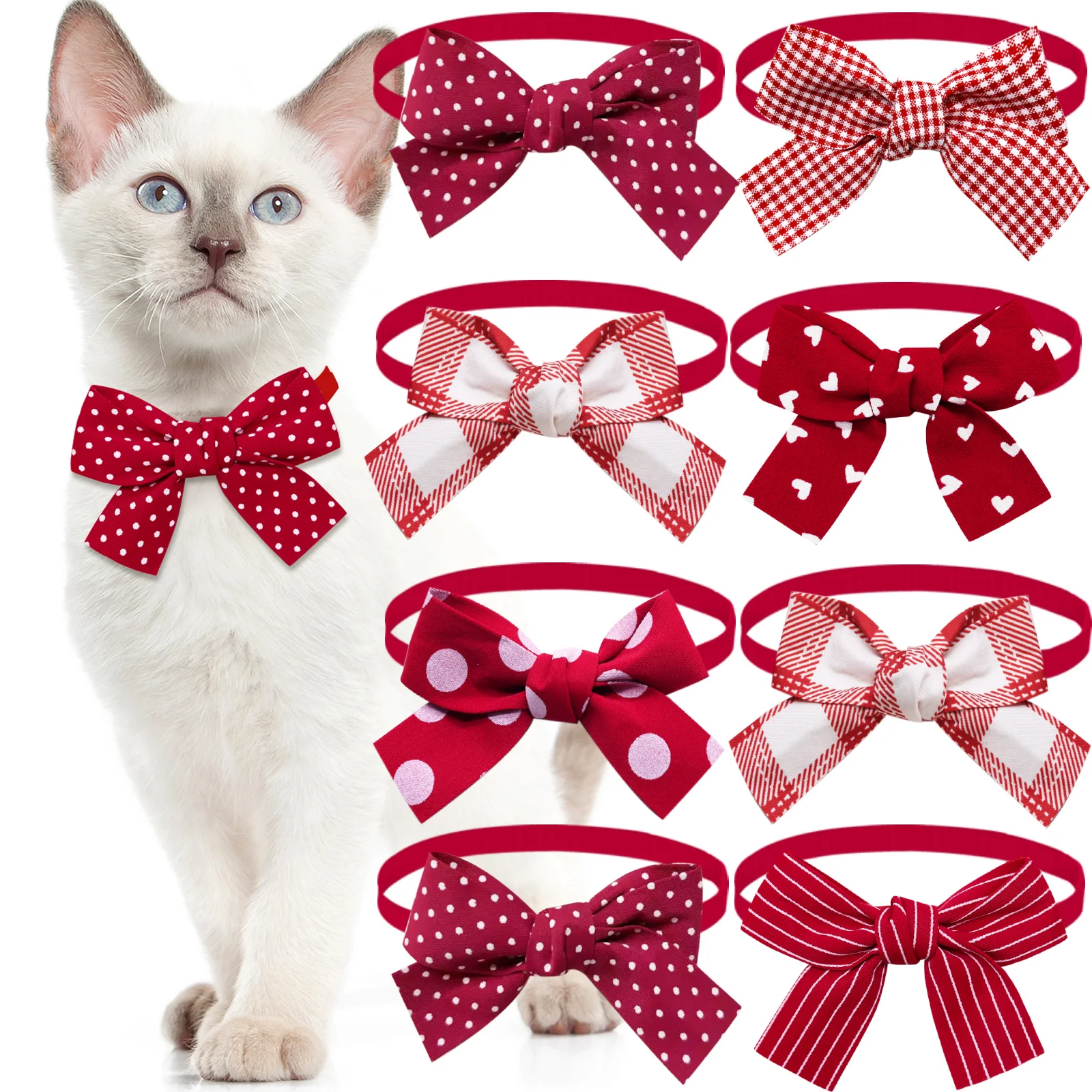 

20/40PCS Red Style Dog Bow Ties Adjustable Pet Collars For Dogs and Cats cute Valentine's Day Dog Bowties Pet Grooming Supplies
