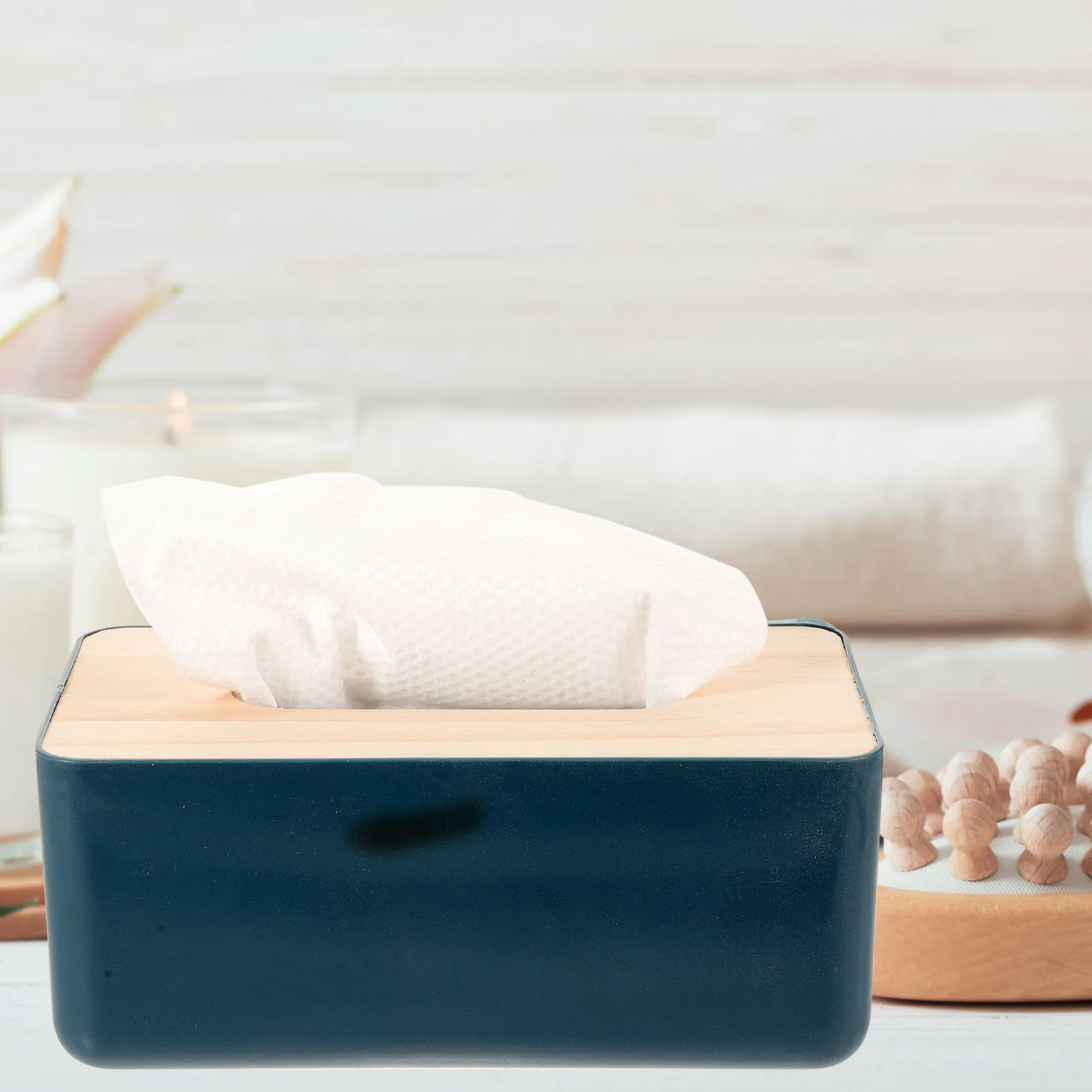 

2Pcs Wood Lid Tissue Box Decorative Napkin Holder for Home Office Bedroom Desktop Storage Organizer Tissue Box