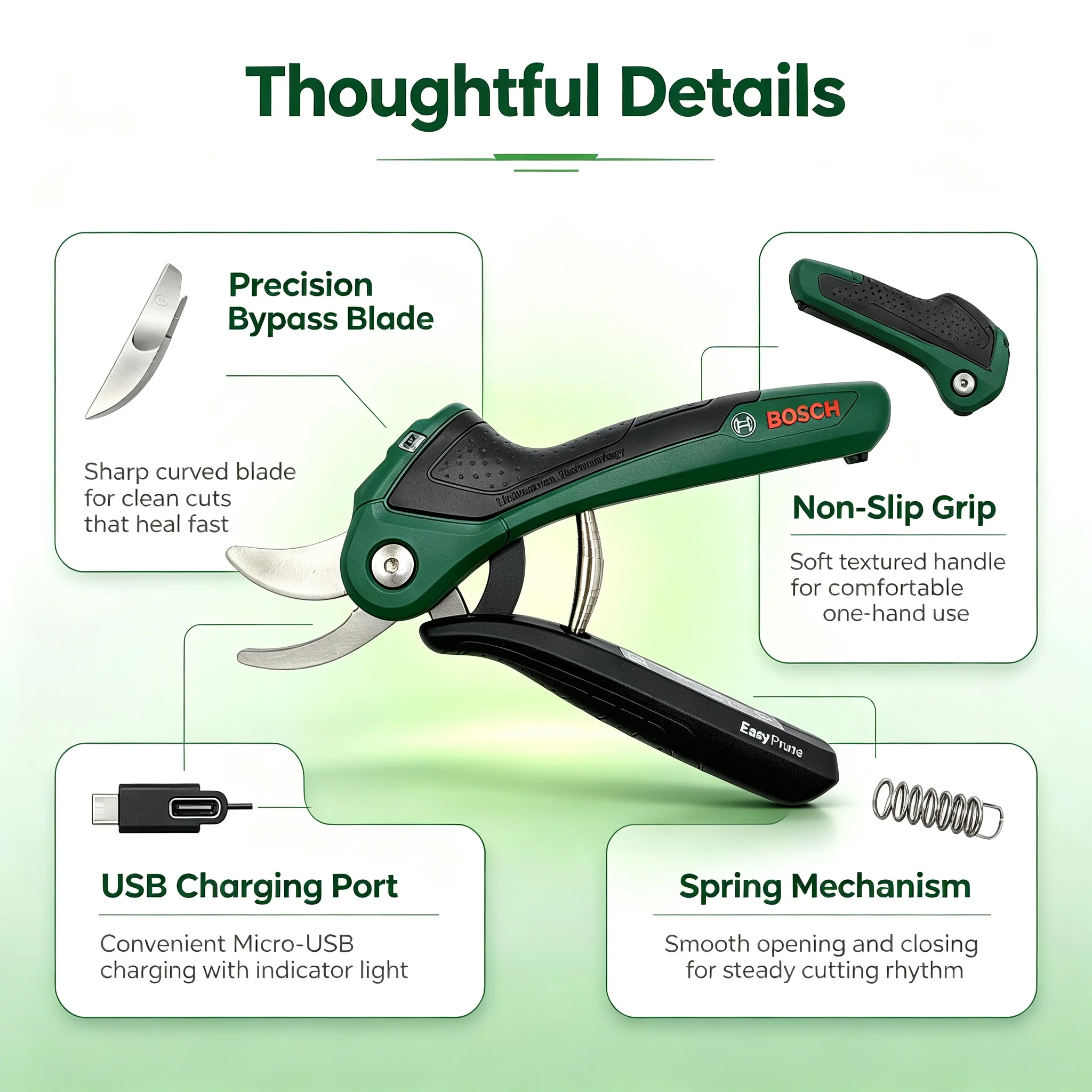 Bosch Wireless electric gardening pruning shears, electrician professional scissors, outdoor garden pruning shears EasyPrune