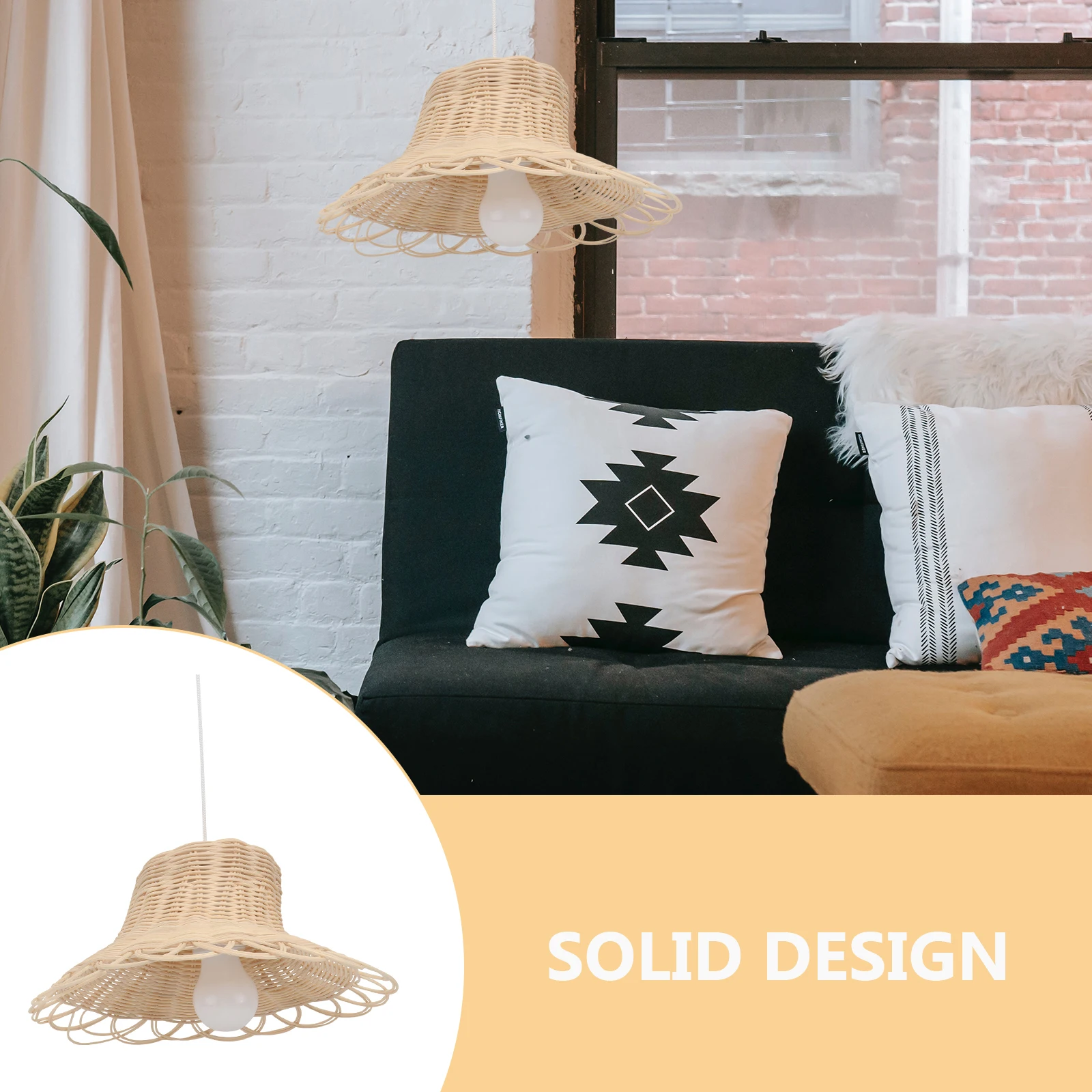 

Rattan Woven Lamp Shade Light Screen Decoration Cover for Table Ch Ceiling Lamps Soft Healthy Practical Easy Install