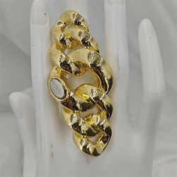 New Arrivals Stainless Steel Rings For Women Irregular Layered Wings Wide Big Ring 2024 Trend Jewelry Gifts Gold Color