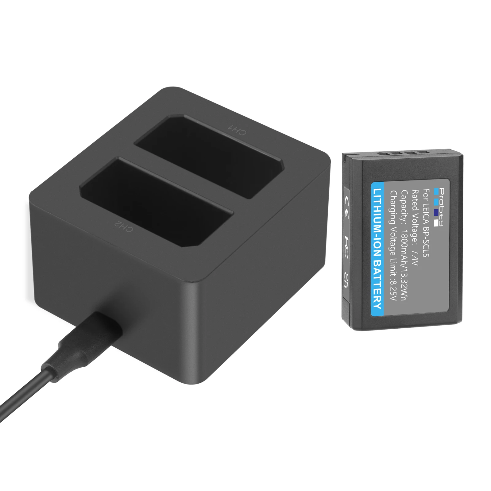 1800mAh BP-SCL5 バッテリー + LED デュアルスロット充電器ライカ M10
