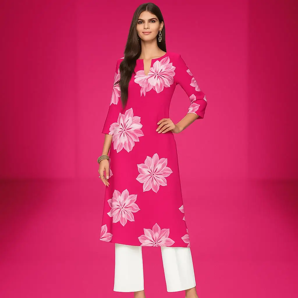 فستان كورت كاجوال للسيدات المسلمات أنبوب مستقيم كاجوال على شكل زهرة عرقية فساتين إسلامية بأكمام طويلة #1