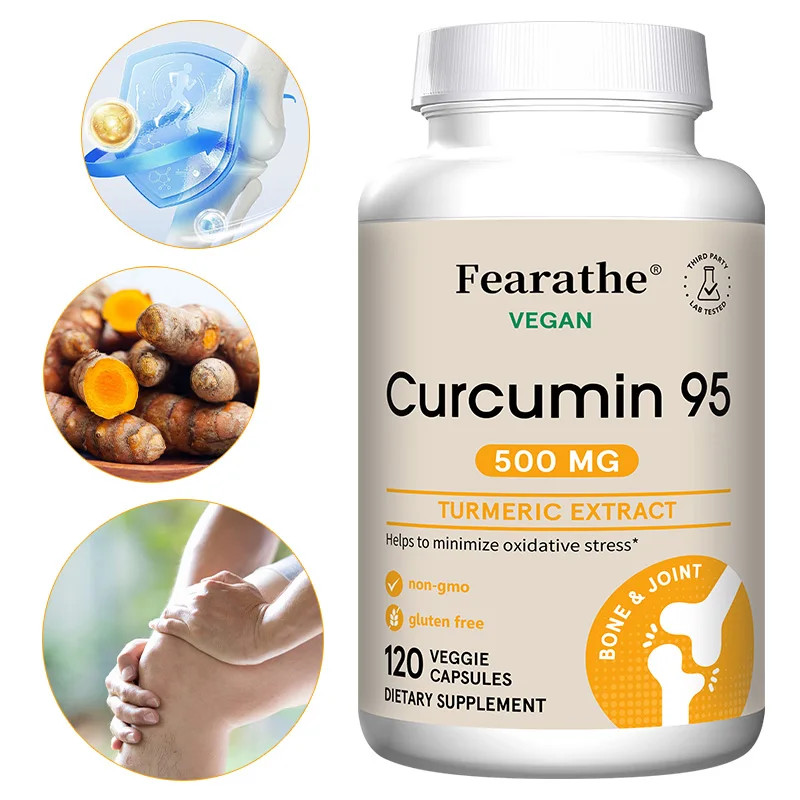 

Высокоэффективные капсулы куркумина (95% куркуминовых флавоноидов) с имбирем, чесноком и черным перцем для поддержки суставов и пищеварения