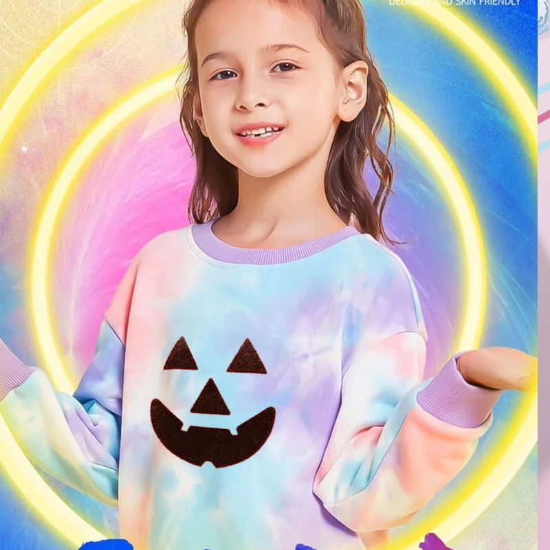 Halloween Pumpkin Smile Children's hoodie Y2K casual long sleeved T-shirt baby breathable and warm spring and autumn clothing