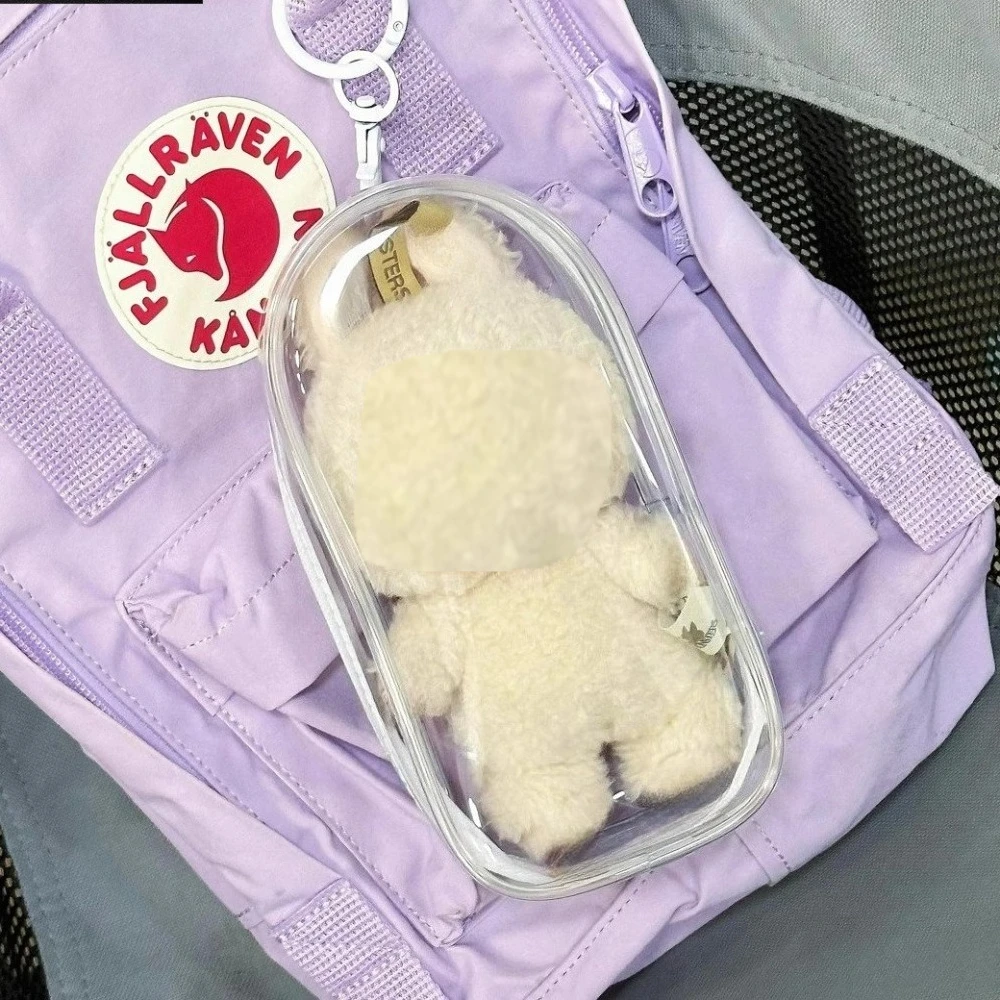 Colorful Transparent Protector Case Organizer Box 17cm for labb Dolls Outdoor Display Bag with Keychain Doll Accessories