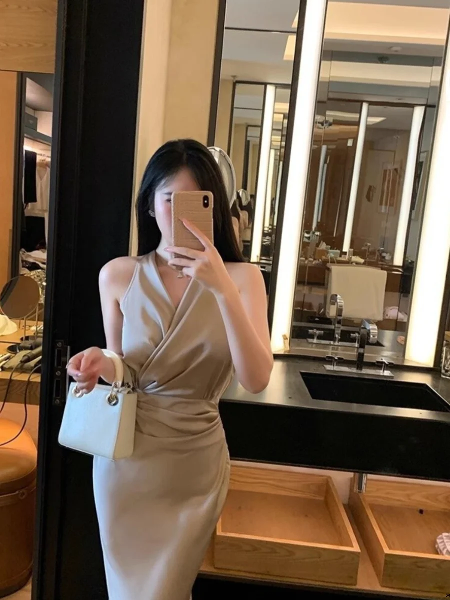Jupe Midi en Satin de Soie à Taille Haute, Système de Couleurs Zhao Lu Si, Été 2025, Robe Moulante Premium pour Femmes