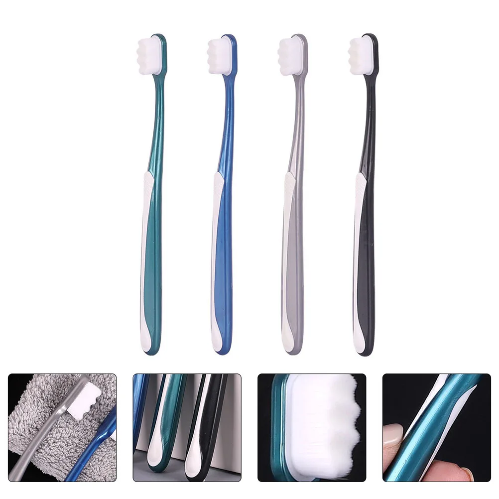 Spazzolini da denti a testa grande da 4 pezzi per adulti Design durevole Spazzolino da denti efficace per la rimozione del calcolo della placca con superficie liscia