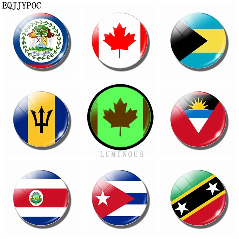 

Luminous National Flag Home Decor Fridge Magnet 30 MM Decoration Kitchen Souvenirs Gift Glass Fridge Stickers Magnets