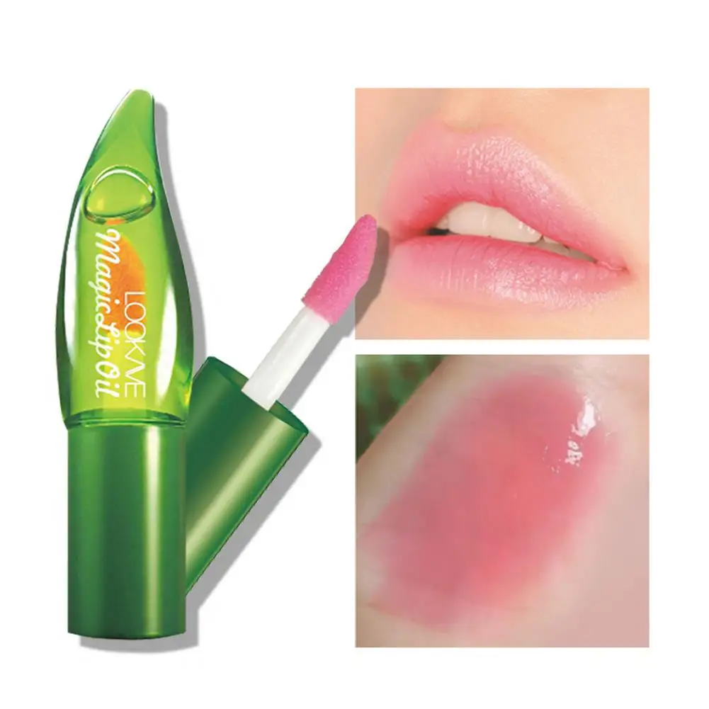Aloe Vera Farbwechselnder Lippenstift, langanhaltende, feuchtigkeitsspendende Lippenpflege, nährender, lichtbeständiger Balsam, temperaturaktiviert, L T9G1