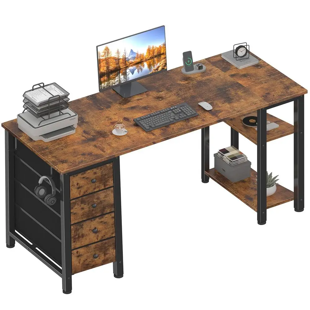 

TURNNTUBE Desk, Gaming Desk with Shelves, Corner Computer Desk with Shelves, Office Desk, Space Saving, For Home Office, Bedroo