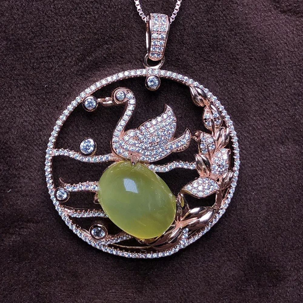 925 Silver Grape Stone Pendant with Circle Design Nature Inspired Jewelry pendant