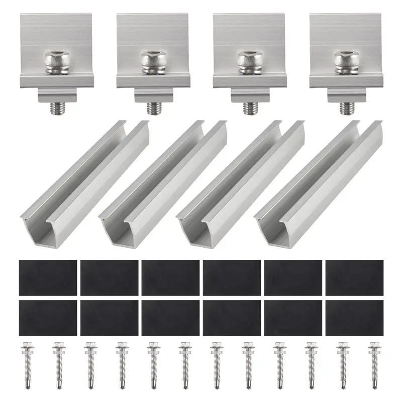 AEE3-Solar Panel Mount Bracket Photovoltaic Panel Rail Solar Panel Mount Fastening Module With Mid For Trapezoidal Roof 35Mm Dur
