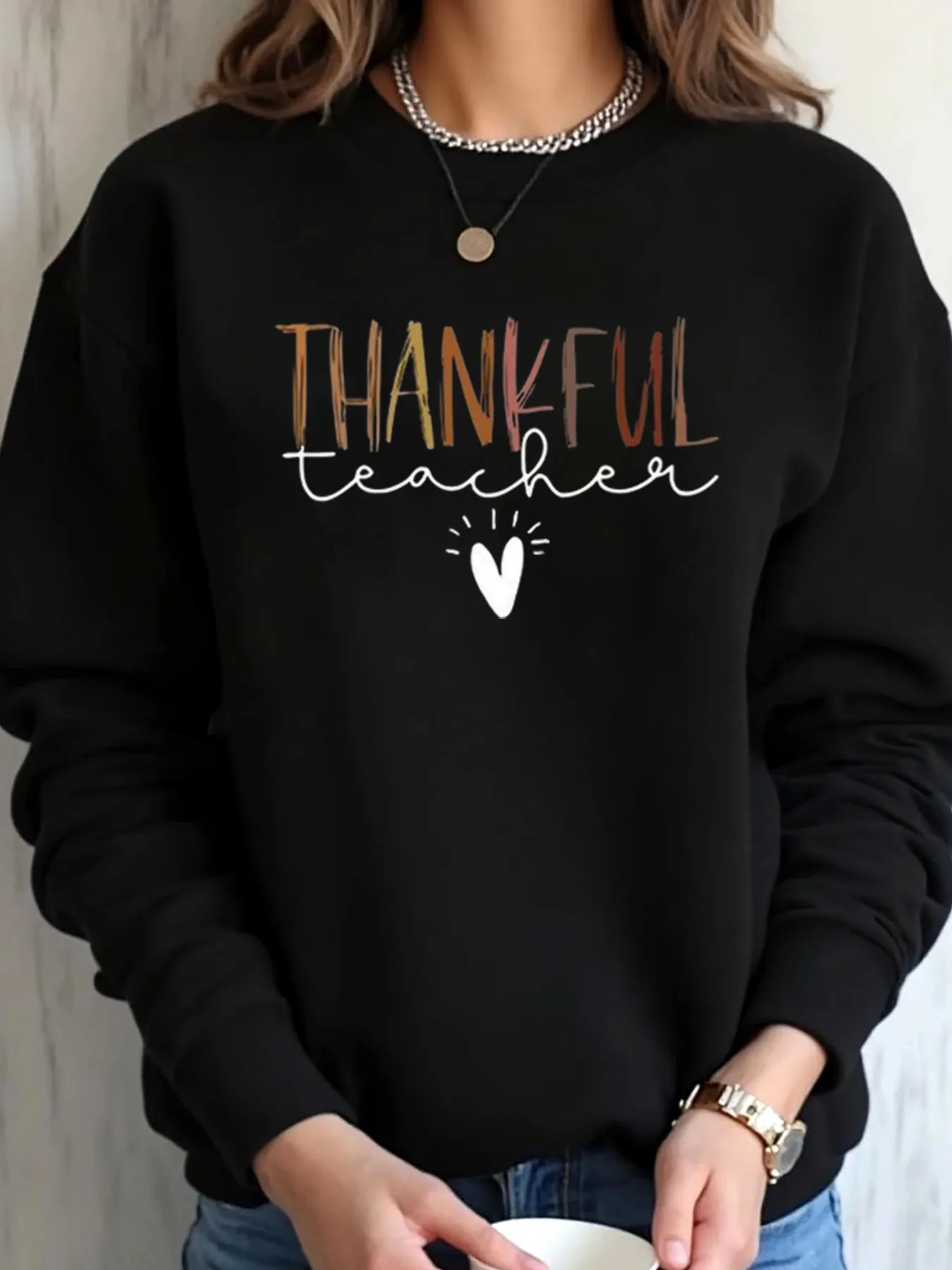 

Женская толстовка больших размеров на День Благодарения с принтом учителя, повседневная одежда