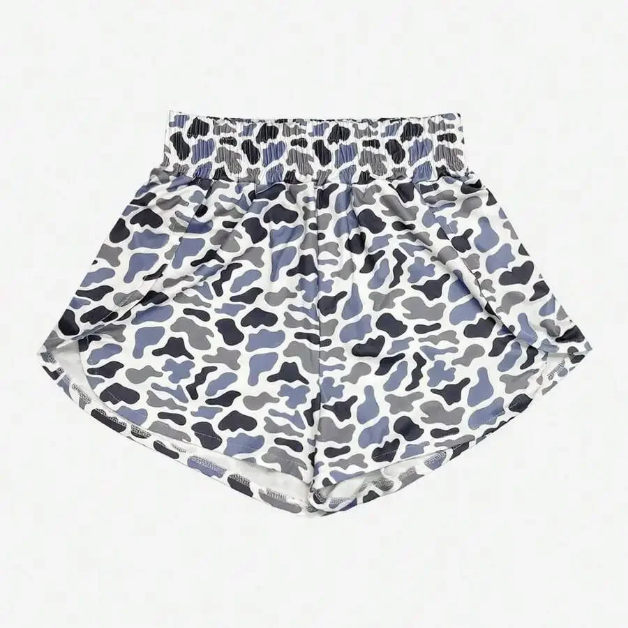 

Mens Blue Leopard Print High Waist Loose Casual Summer Shorts With Pockets
