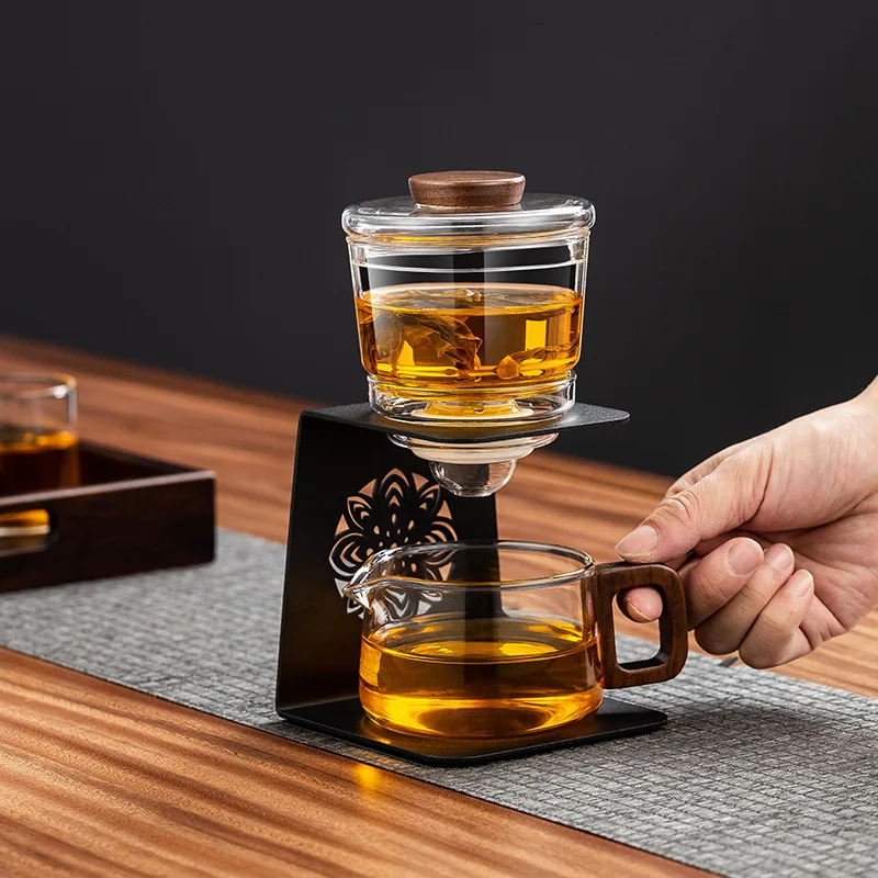 

Wholesale Lazy Glass Teapot Set with Filter and Grinder Home Tea Ware