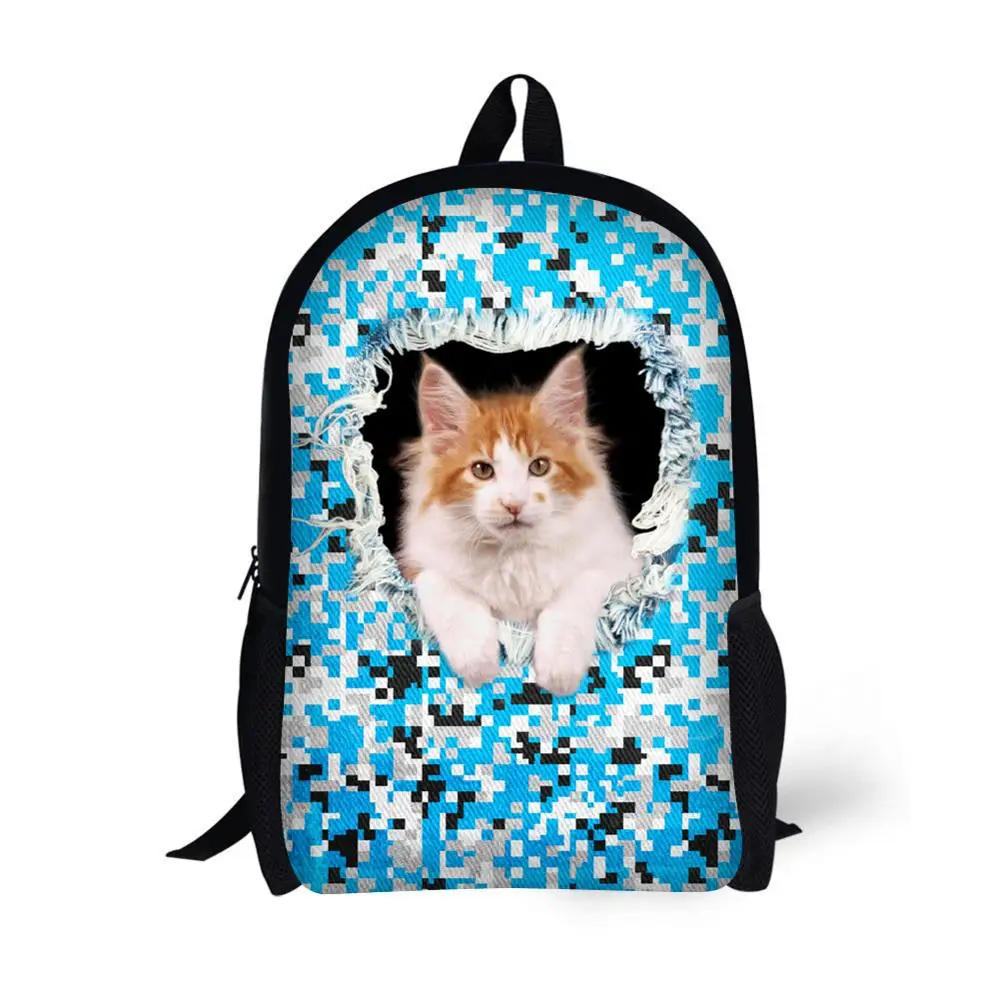 Tas punggung hewan lucu motif kucing lucu tas sekolah anak untuk remaja perempuan anak laki-laki 16 inci tas buku tas ransel Laptop tas sekolah