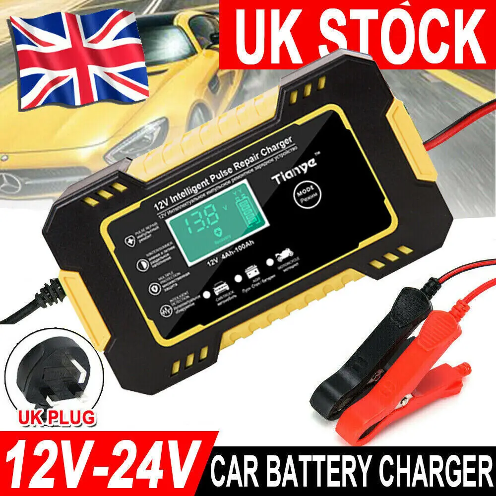 Smart Car Battery Charger Auto Starter Pulse Repair 12V 6A AGM/GEL Yellow AC Link For Lead Acid Batteries  125.8