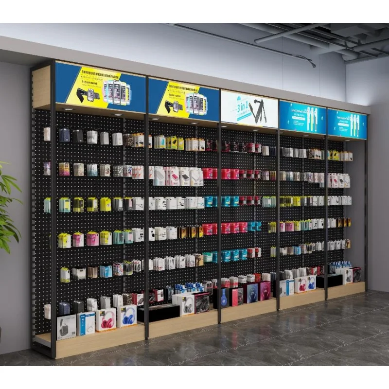 2025customized.Cheap Store Wall Display Shelf Mobile Phone Accessories Display Shelf Stand with Hook