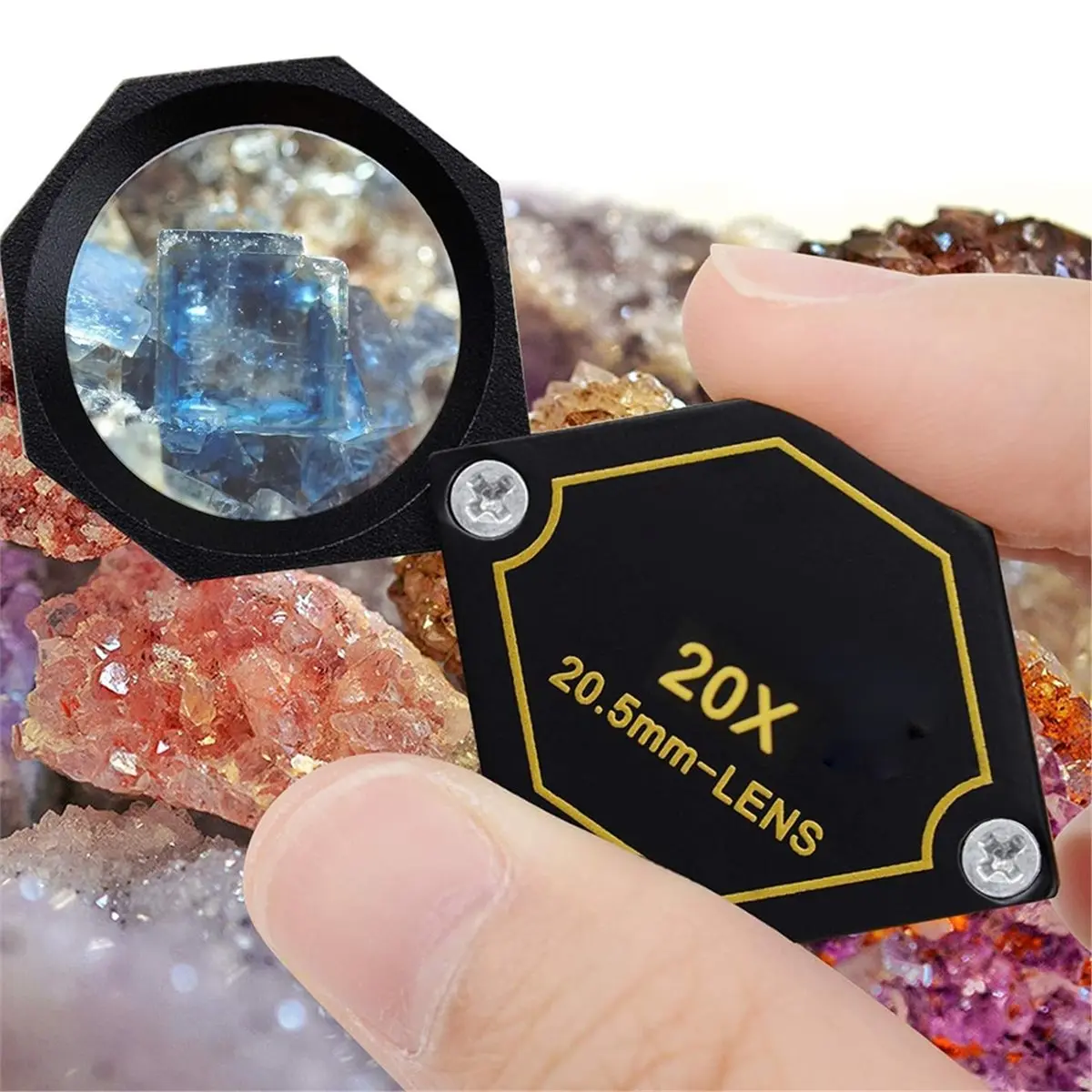 Multi-use Gear 20x Magnifier Jewelry Loupe Triplet Lens 20.5mm Optical Glass Pocket Gem Magnifying Tool for Jeweler, Stamp Phila