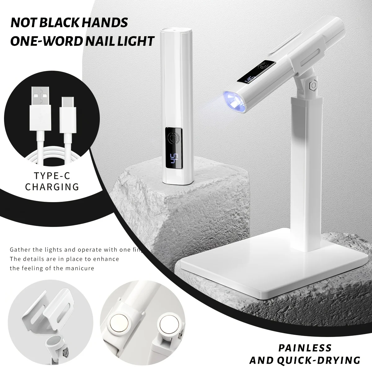 1 pièces Mini lampe UV LED Rechargeable pour Nail Art avec support pour Gel ongles séchage rapide Machine de manucure UV LED Gel sèche-vernis à ongles