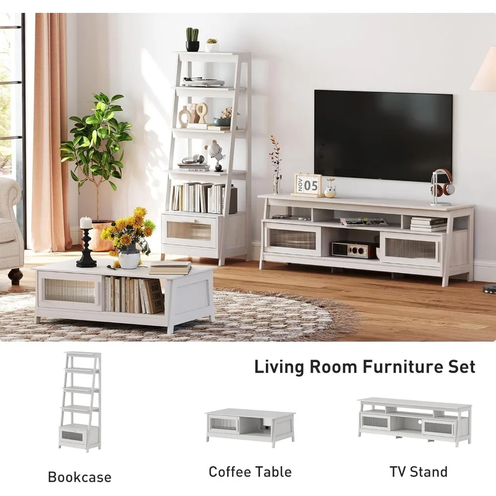 Libreria alta moderna a 4 livelli in legno massello con portaoggetti, 63 ante alte, libreria da soggiorno