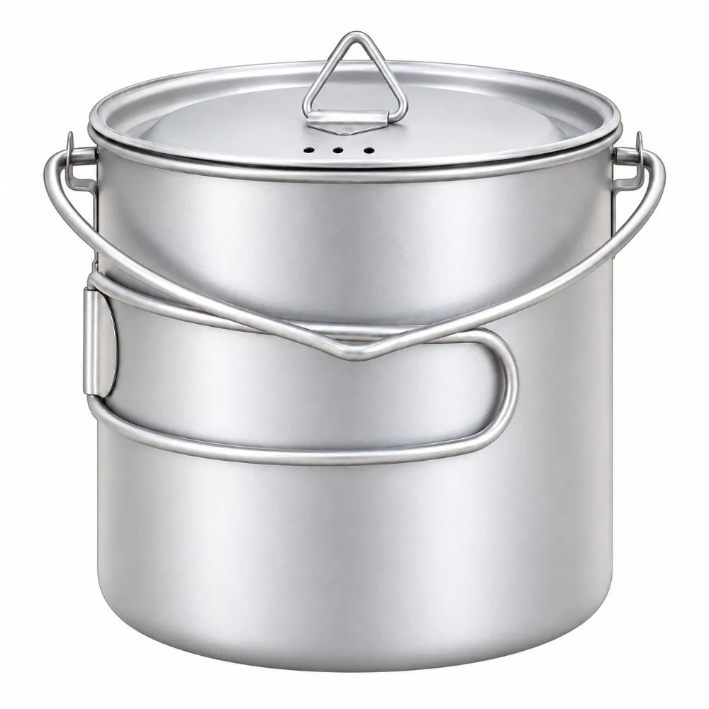 Practical 1100ML Titanium Mug Foldable Handle Portable Outdoor Cooking Pot With Lid Camping Water Bottle Picnic - view 4