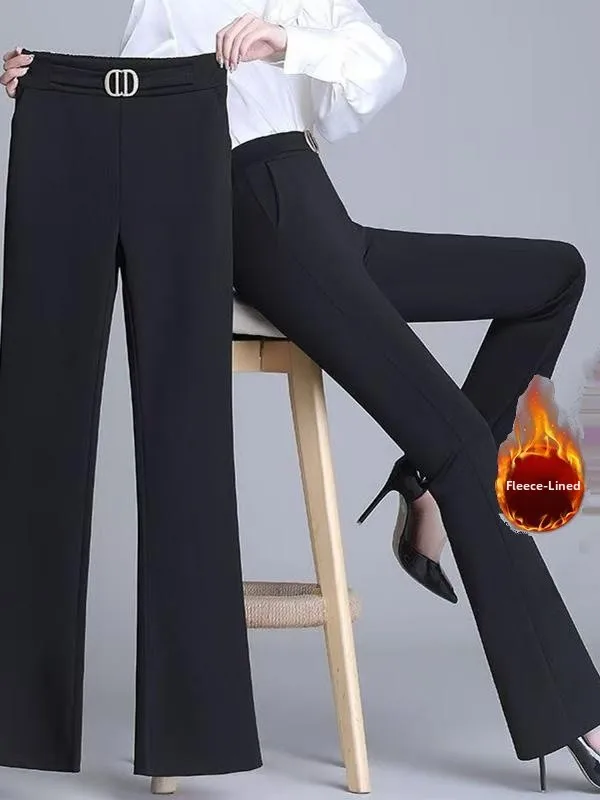 

Thiened Fce Wide Leg Pants Women's 2024 New Sle Micro Flared Suit Pants High Waist Slimming Casual Trousers Autumn Winter