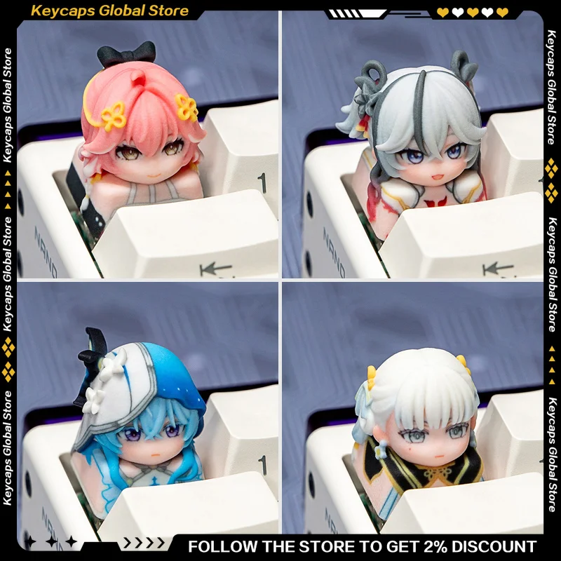 Wuthering Waves Series Cartoon Resin 3D Artisan Keycap Game Peripherals Character Changli Chun Shorekeeper Jinxi Single Key Cap