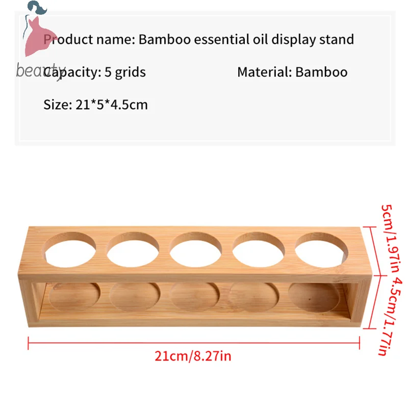 1 PC Essentiële Olie Bamboe Display Stand 5 Gat Essentiële Olie Opbergrek Glad Voor Essentiële Oliën Parfumflesje houder