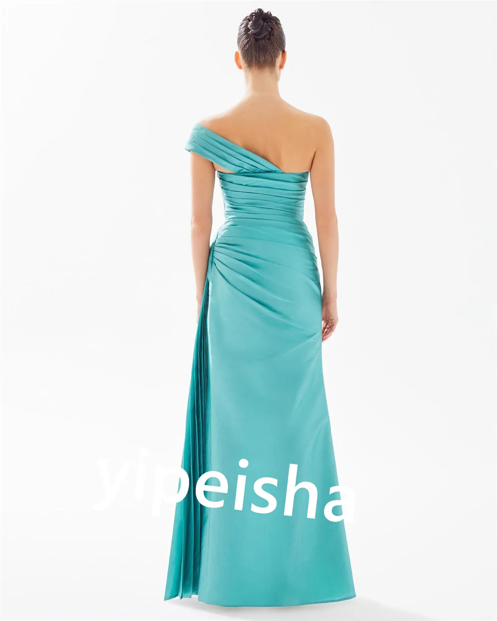 Jersey Pleat Prom Sheath One-shoulder Bespoke Occasion Gown Long Dresses