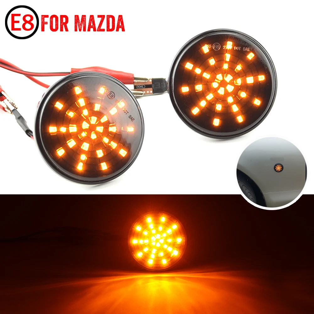 For Mazda MX5 MX-5 MK1 MK2 MK3 Turn Signal Dynamic LED Side Marker Light Repeater Lamp Flowing Indicator 1989 1999 2000-2015