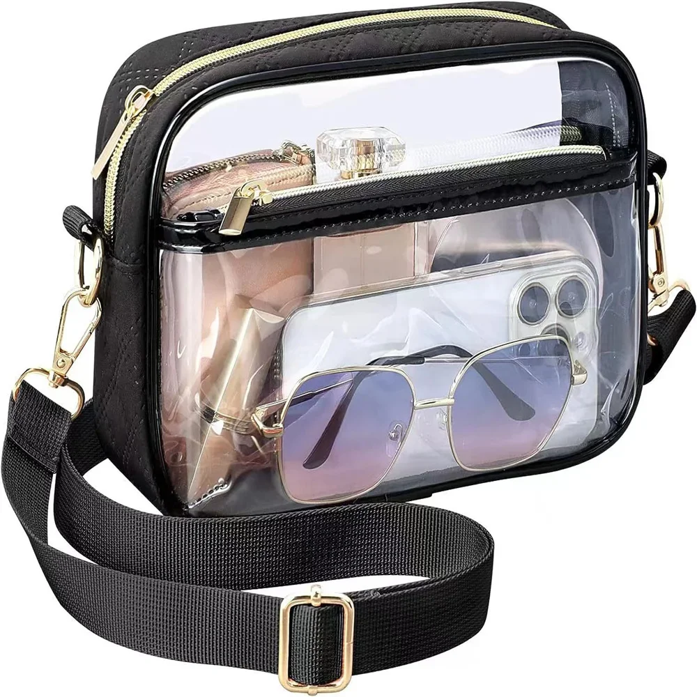 Transparente PVC Umhängetasche Damen Gelee quadratische Schulter Umhängetasche wasserdichte Kosmetik tasche weibliche Telefon Geldbörse für die Reise – Detail 2