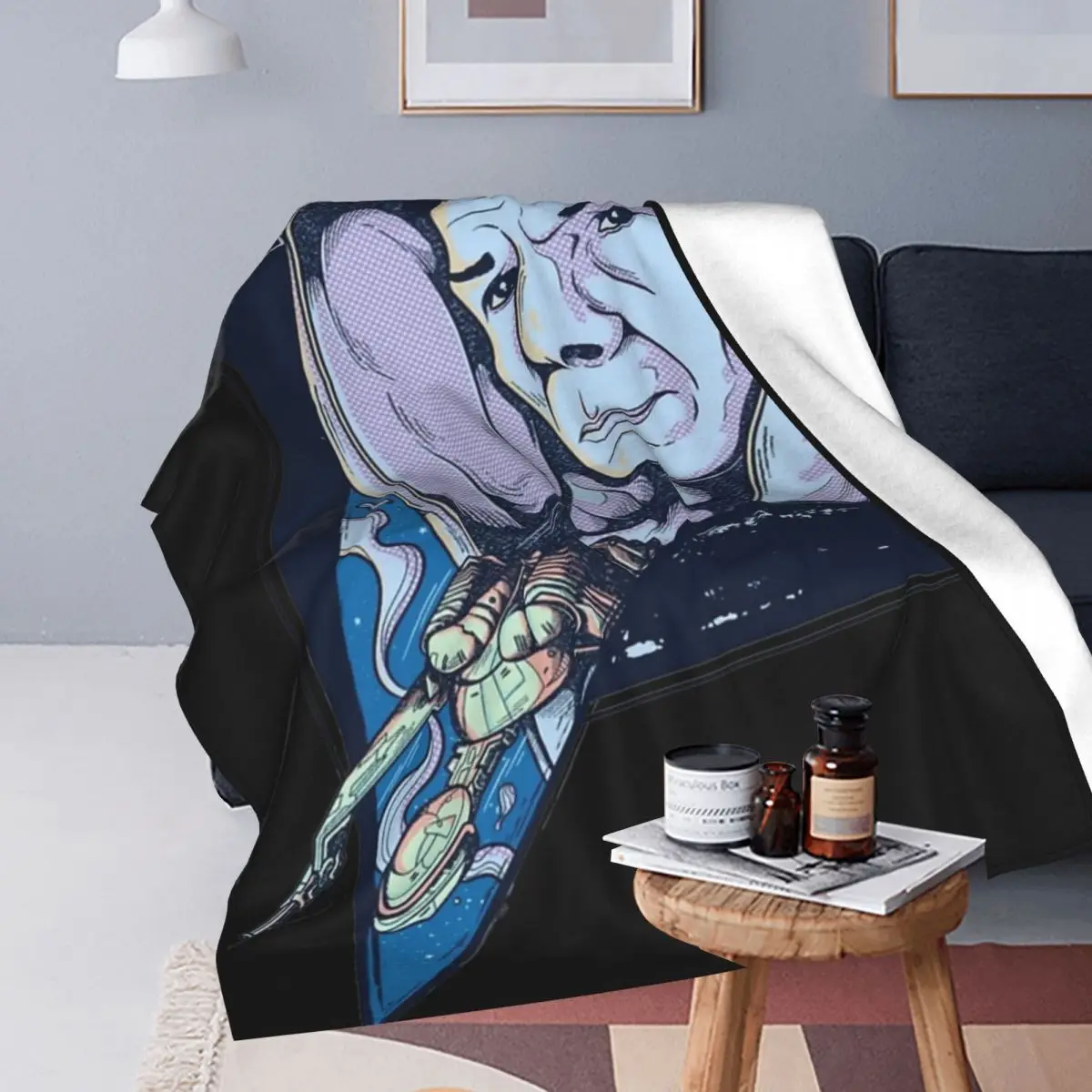 Spock Leonard Nimoy Vintage Stamp Blanket Cover Velvet Stars Treks Vulcan Lightweight Thin Throw Blankets for Bed Bedroom Quilt