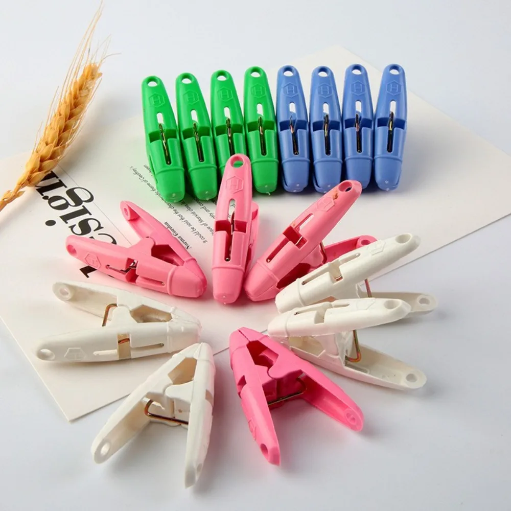 16PCs Non-Slip Clothespins Practical Heavy Duty Plastic Laundry Clothes Clips 4 Colors Hanger Clip Home Closet Bathroom