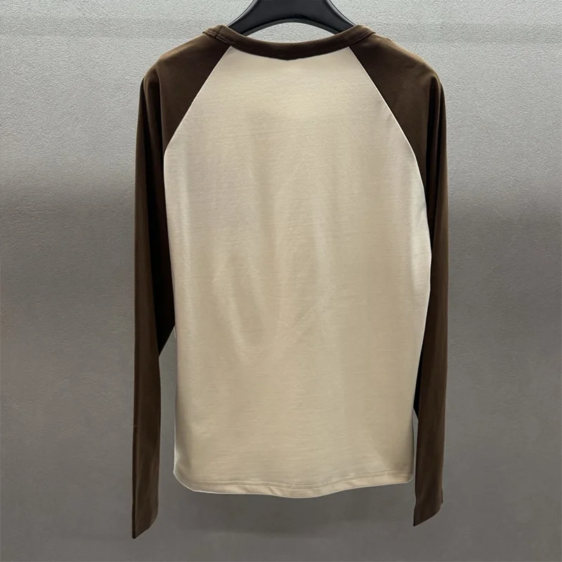 

Высококачественная трикотажная разноцветная футболка с длинными рукавами, женская одежда из 100% хлопка, мягкая и удобная 25100191