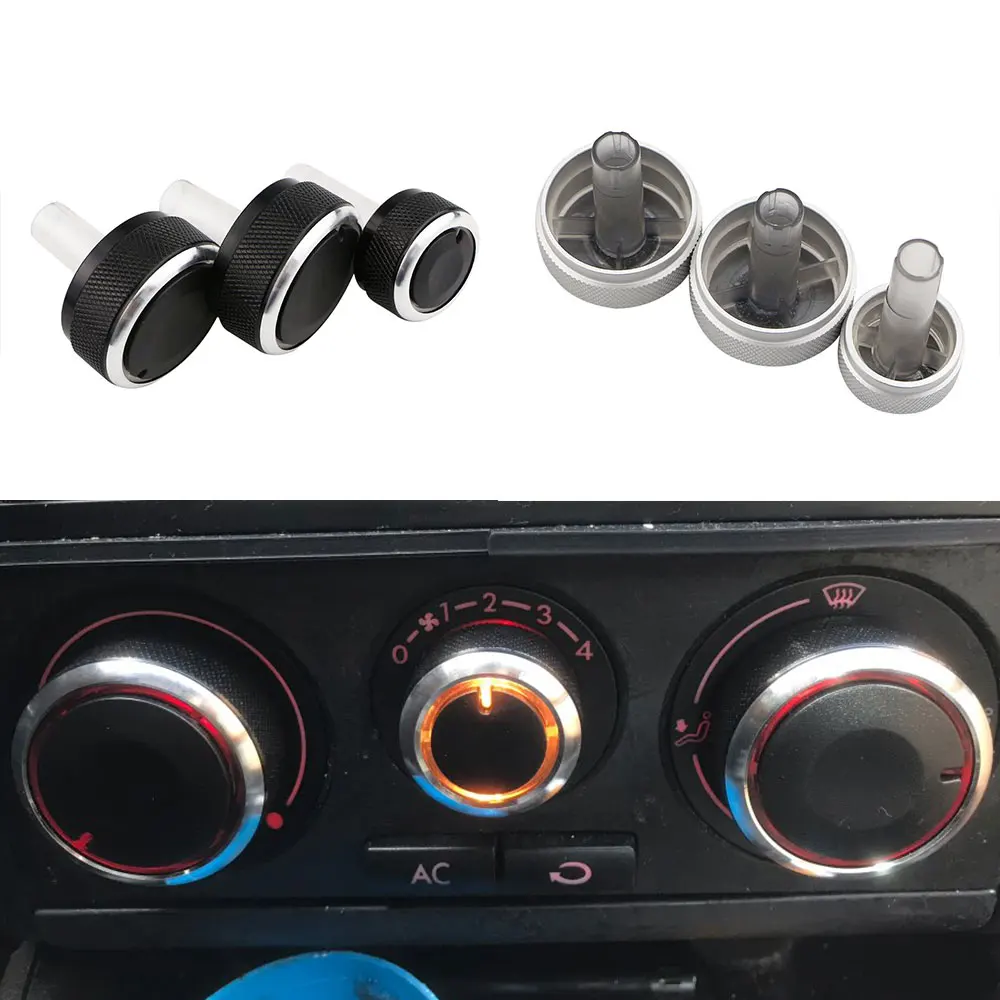 3pcs/set Aluminum Alloy Air Conditioning Knob AC Knob Heat Control Button for Volkswagen VW Passat B5 GOLF 4 Bora Auto Acc