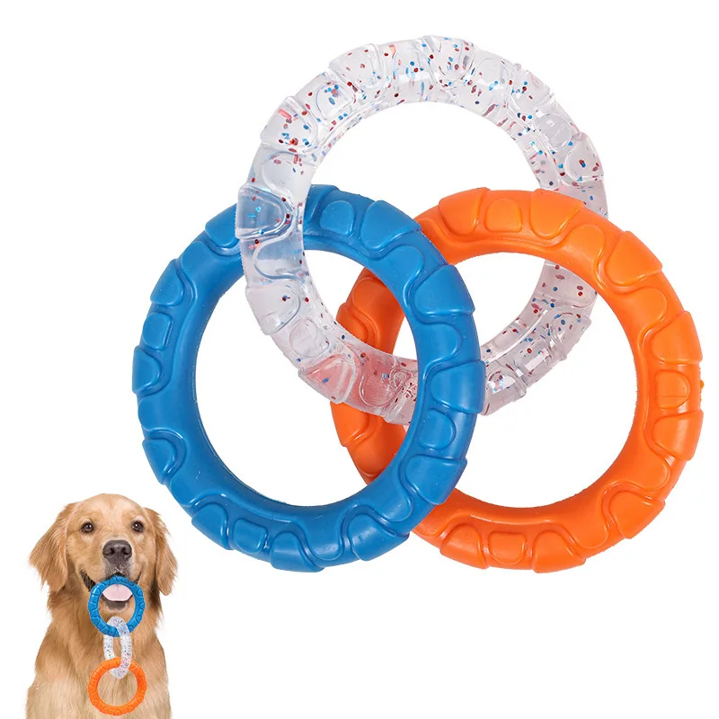 Dog Chew Toy TPR Teeth Cleaning Pet Toys For Small Medium Large Dogs Interactive Bite Resistant 3 Ring Tug Dog Toy Pet Supplies