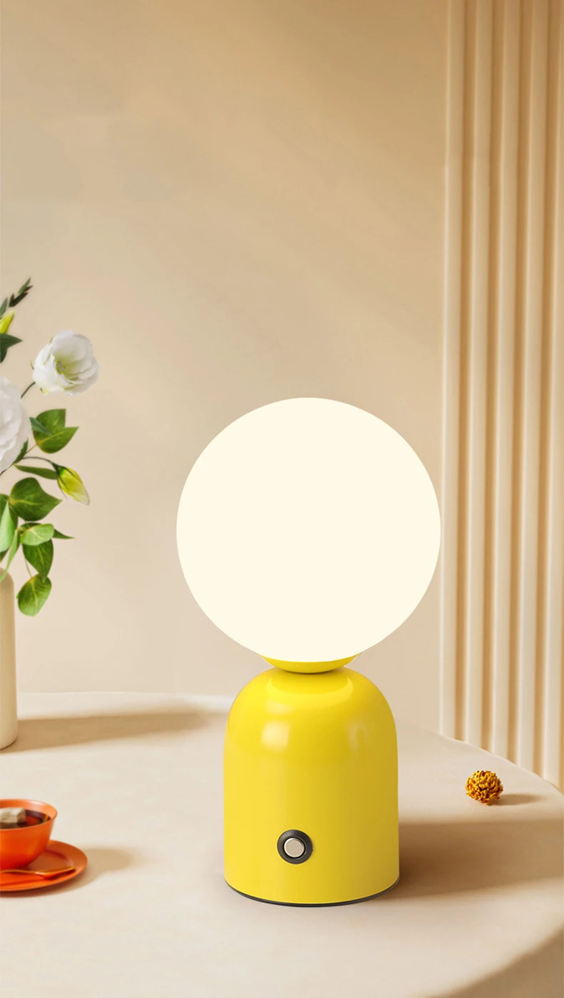 Colorful Desk Lamp Charging White Glass Mini Table