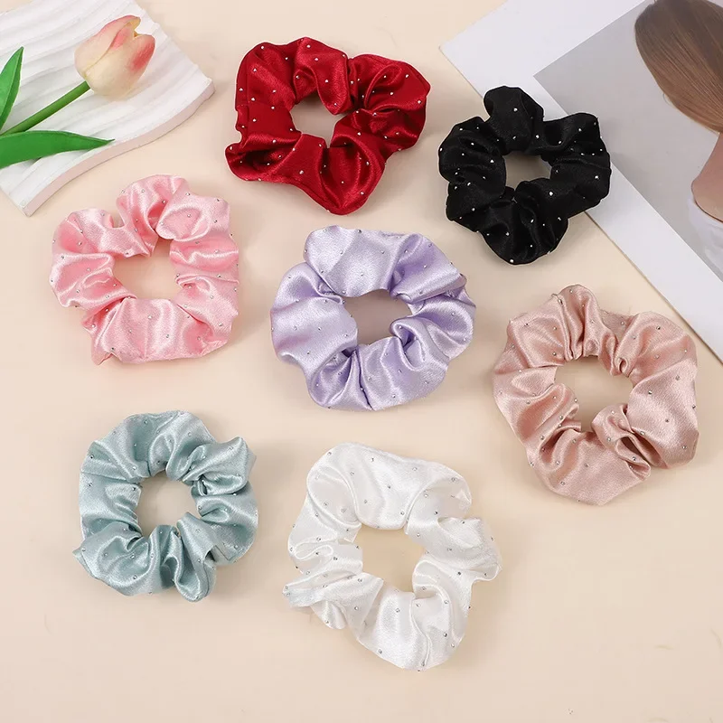 New Elegant Hair Tie Drill Large Colon Scrunchie Simple Senior Feeling Bun Head Scrunchie Widened Thick Temperament  Rope