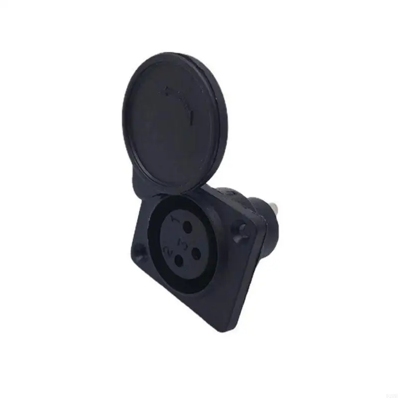 

02DE Mobility Scooter Panel Mount Port Easy Installation 3 Pin Socket Connector Female Plug Socket Replacement Part
